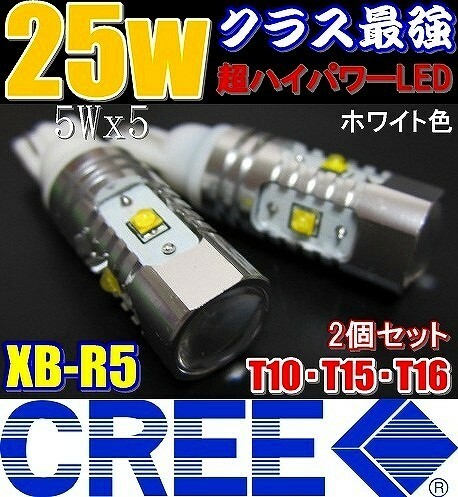 クラス最強 ポジションランプ CREE製LED 25W プロジェクターレンズ搭載　T10/T15/T16