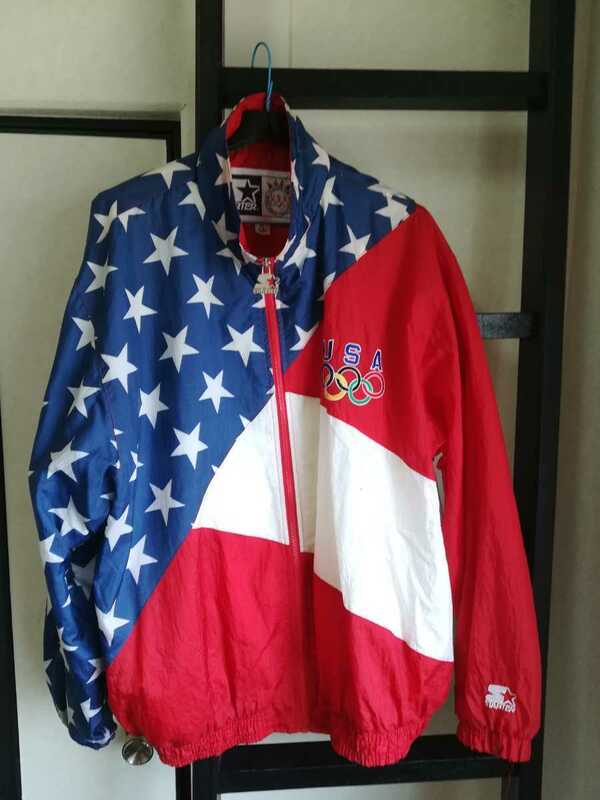 希少90年代ビンテージ スターター Starter USAチーム 星条旗柄 ナイロンジャケット メンズXL