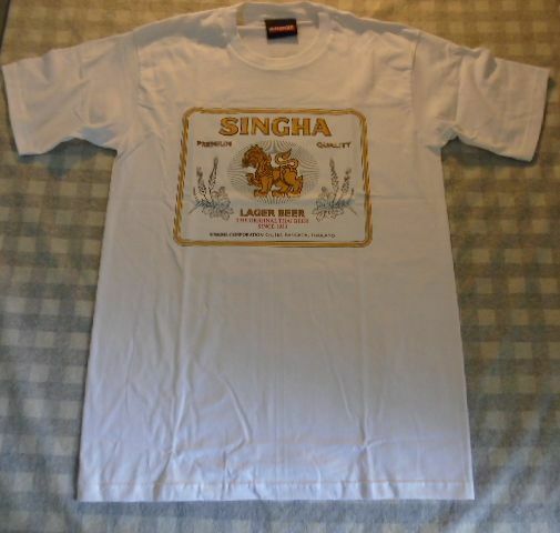 【Lサイズ】ＳＩＮＧＨＡ　ビール プリントTシャツ　白【ｃ-84】