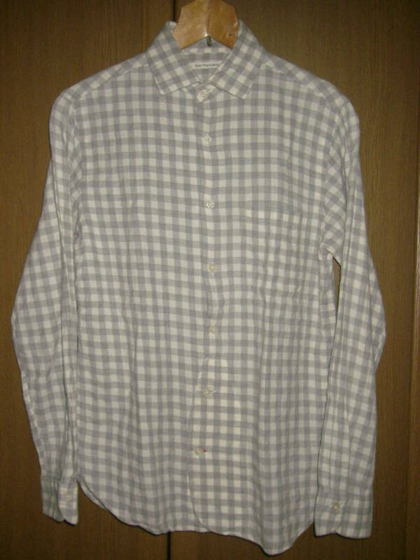 MADE IN JAPAN SanFrancisco グレー 白 チェック 綿 ウール シャツ S 日本製 ( ネルシャツ ハリウッドランチマーケット ブルーブルー