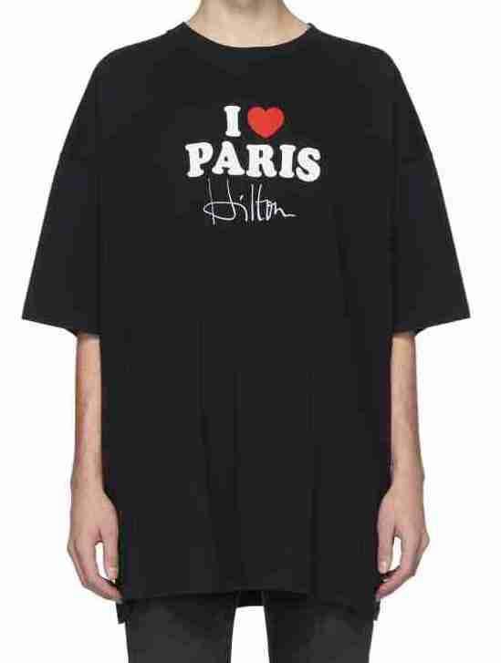 正規限定 新品 定価4.5万 20SS VETEMENTS ヴェトモン I LOVE PARIS パリ オーバーサイズ クルーネック Tシャツ カットソー 黒 S