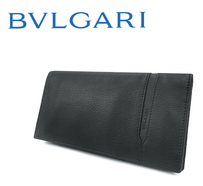 【送料無料】 ブルガリ BVLGARI オクト 二つ折り長財布 小銭入れ付き サイフ 小物 レザー 革 ブラック 革 メンズ 紳士 大容量 シンプル
