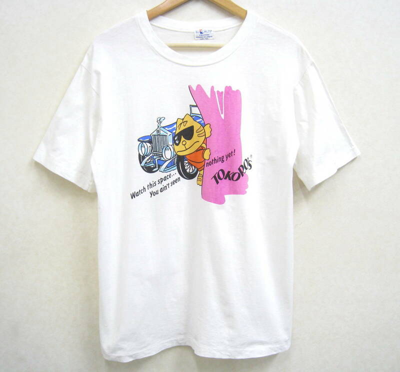 激レア！当時物 80年代◆TOKORO'S 所ジョージ 猫キャラ プリント Tシャツ サイズF