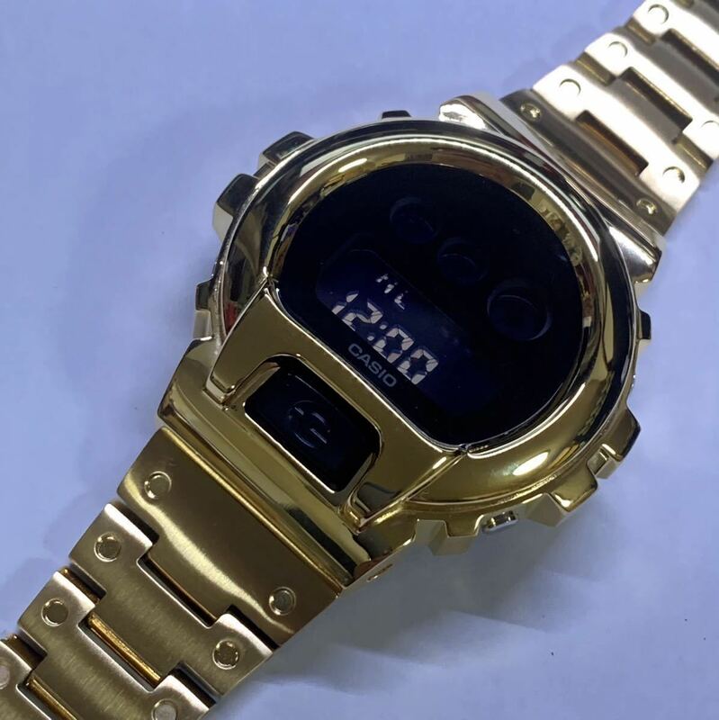 G-SHOCK Gショック ジーショック CASIO カシオ デジタル 腕時計　dw6900bba-1er ステンレス製　フルメタルベゼルベルトカスタム