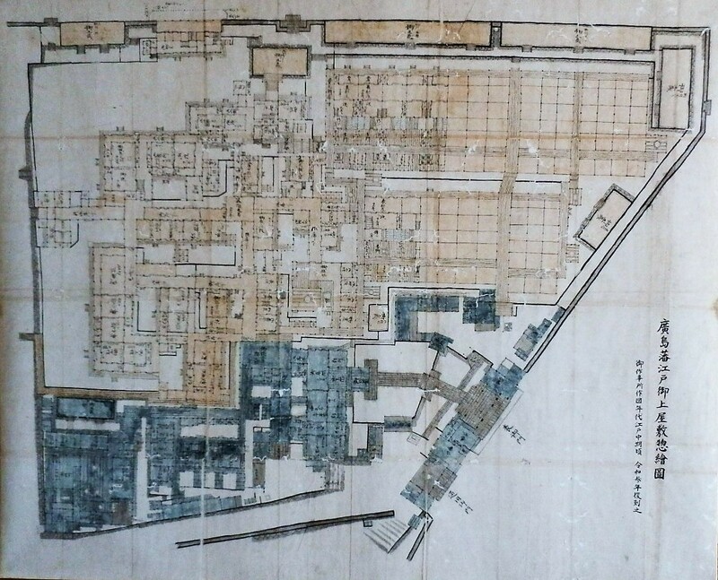 広島藩江戸御上屋敷惣絵図・御作事所作図年代江戸中期頃（近世大名屋敷図）額装付きも可能です