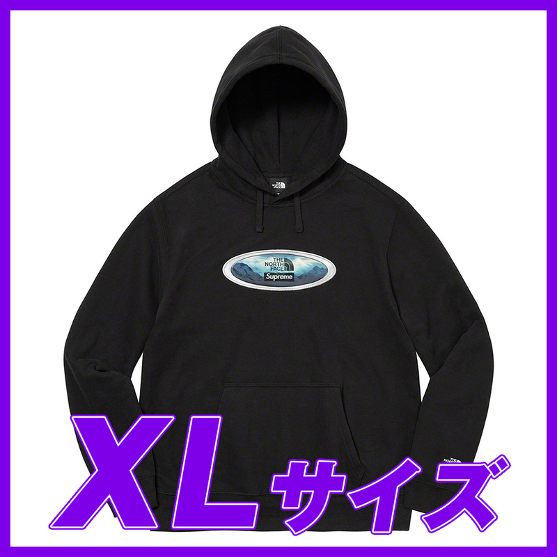 1615　Supreme The North Face Lenticular Mountains Hooded Sweatshirt(Black)XLサイズ/ノースフェイス パーカー 黒 XL 2021AW