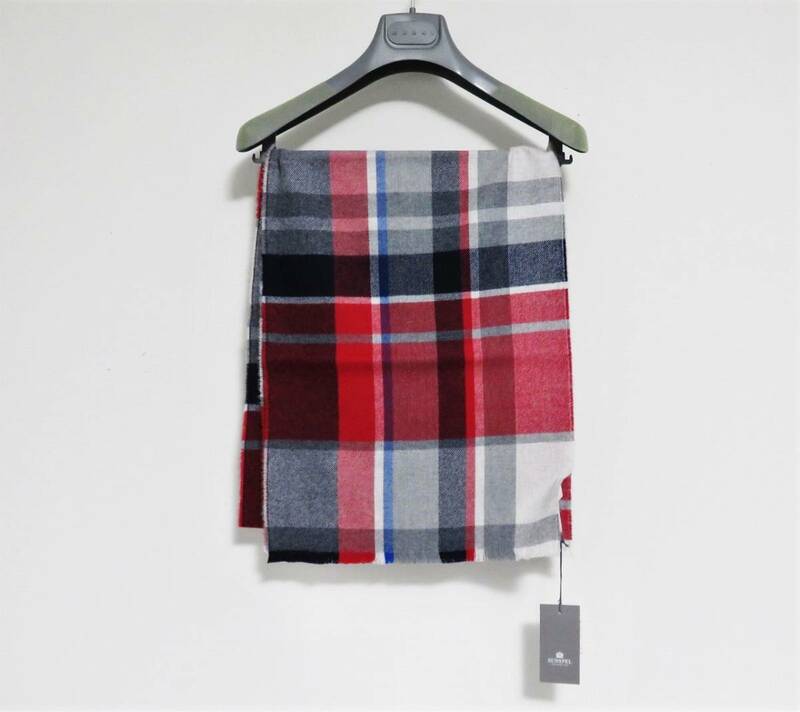 送料無料 新品 SUNSPEL ウール マフラー レッド チェック スコットランド製 サンスペル ストール スカーフ