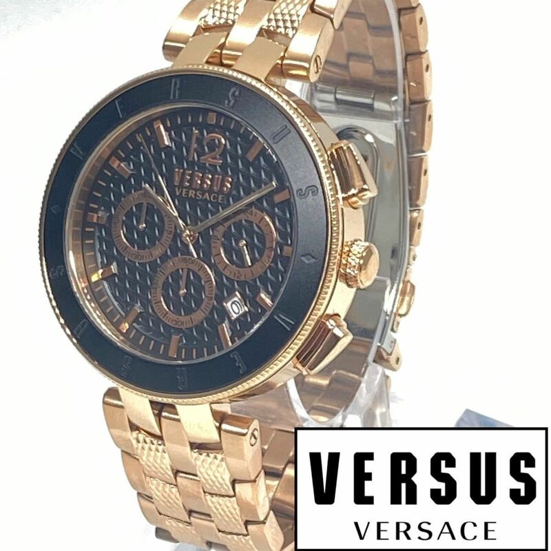 ★シンプルな美しさ! Versus Versace ヴェルサス ヴェルサーチ メンズ クロノグラフ ステンレス 腕時計 クォーツ ローズゴールド 新品