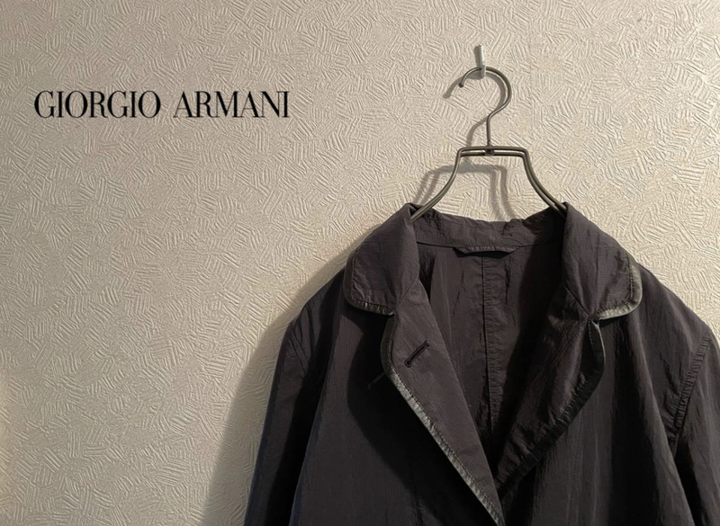 ◯ イタリア製 GIORGIO ARMANI ナイロン チェスター コート / ジョルジオ アルマーニ ステンカラーコート ブラック 黒 38 Ladies #Sirchive