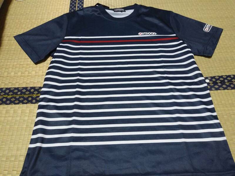 【新品】OUTDOOR 速乾半袖Tシャツ L 紺×白ボーダー