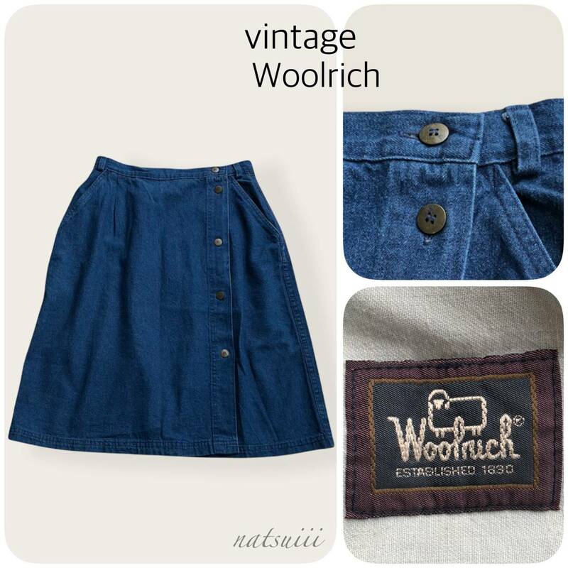 used vintage Old Woolrich . ヴィンテージ ウールリッチ デニム ラップ タイトスカート インディゴ アメリカ製 made in U.S.A. 送料無料