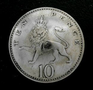 ◆在庫処分◆外貨コイン コンチョ イギリス10ペンス直径24mm