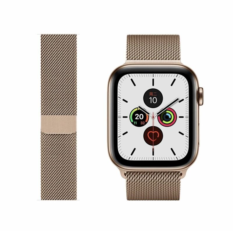 Apple Watch バンド　ステンレス金属ベルト　38/40/41mm 磁石ミラネーゼループ ローズゴールド 高品質ベルト　アップルウオッチバンド