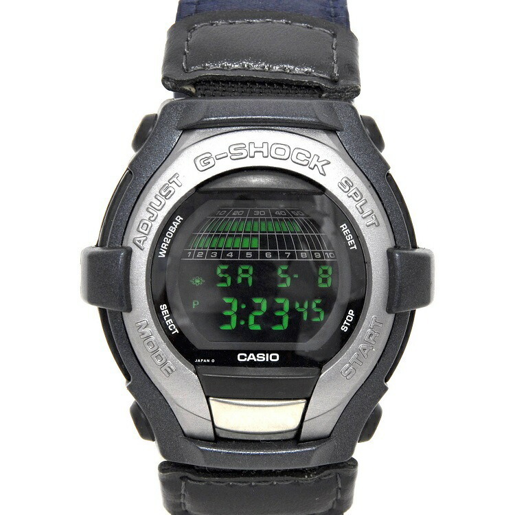 カシオ 腕時計 SHOCK RESISTANT シルバー ネイビー GT-001 1595 可動品 デジタル プラスチック