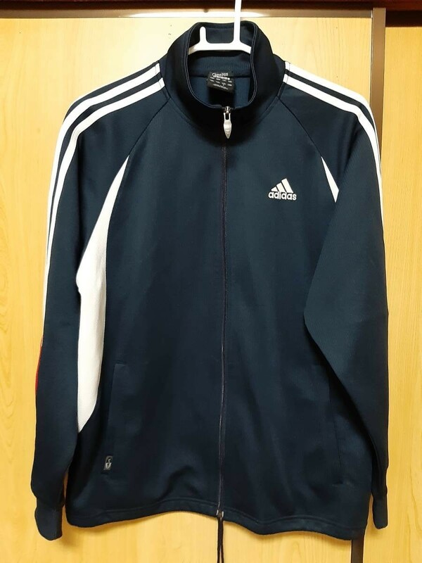 03M5598/adidas/アディダス/S/ネイビー系/長袖ジャンパー・ジャージ/ジップアップ/リブ/ロゴ刺/ポケット/メンズ/ハイネック