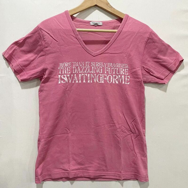 メール便可! MITSUMINE (ミツミネ) Vネック Tシャツ (M) PINK | Mens メンズ ピンク 三峰 日本