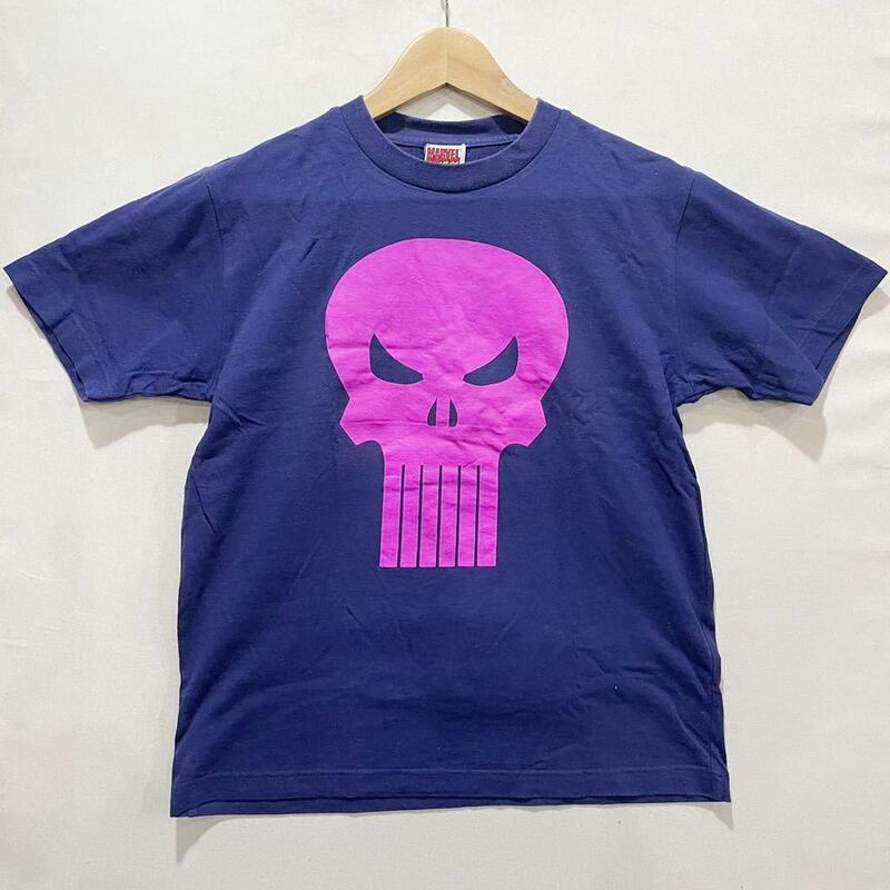 メール便可! MARVEL COMICS (マーベルコミック) ドクロ Tシャツ NAVY | Mens メンズ ネイビー ディズニー ガイコツ アメコミ S