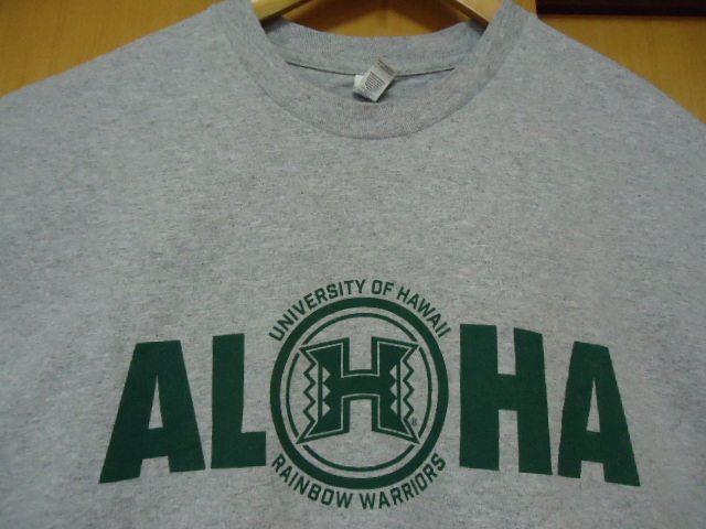 即決　ハワイ　ハワイ大学　Ｔシャツ　グレー色　Ｌ　Aloha