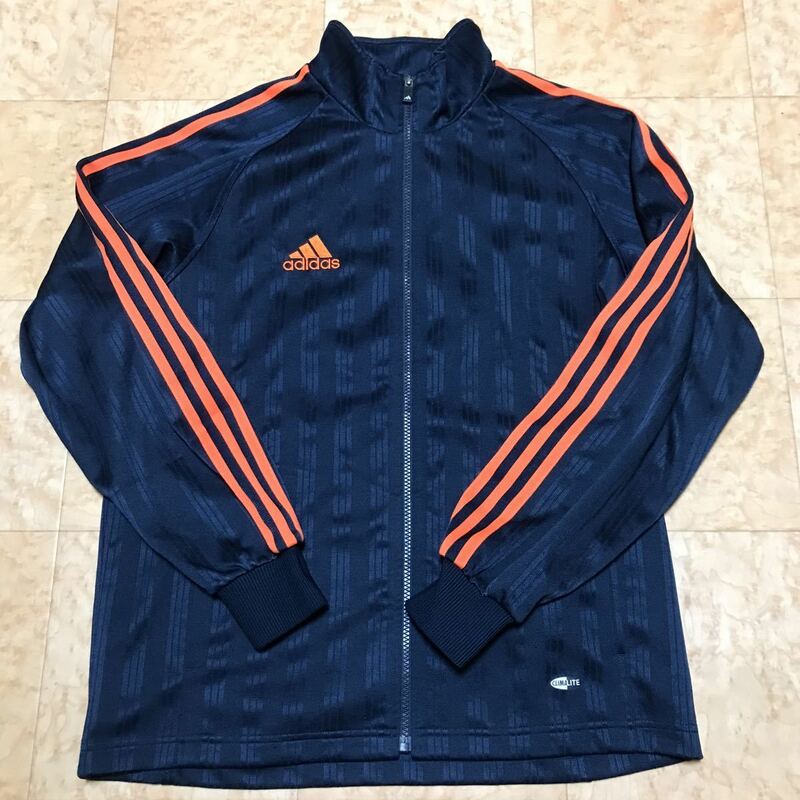 アディダスジャージ ジャケット☆サイズM☆ネイビー/オレンジ☆CLIMALITE adidas