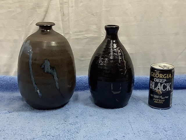 陶器製　花器　花瓶　とっくり型　日田　清流焼等　2点まとめて　検 工芸　陶芸　陶磁　インテリア　置き物　和