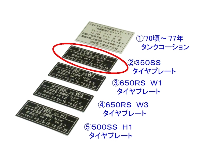 □完璧最高 ②３５０ＳＳ タイヤプレート 精密再現☆2/カワサキ リプロ 新品 タンク コーションステッカー ラベル 650RS/W1/W3/500SS/H1