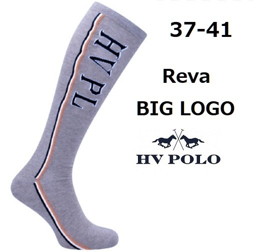 HV POLO　REVA　ビッグロゴ　グレー　ライディングソックス　乗馬靴下　乗馬　馬術