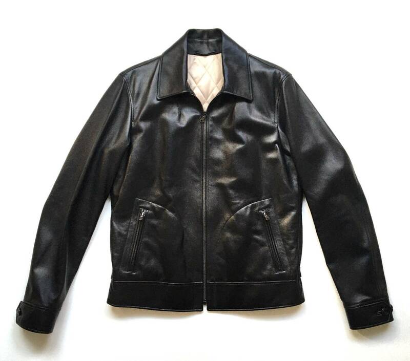 新品 1945 48 CA レザージャケット 革ジャン シングル ライダースジャケットパッカブル 黒 ブラック 定価22.1万 正規品 ストラスブルゴ