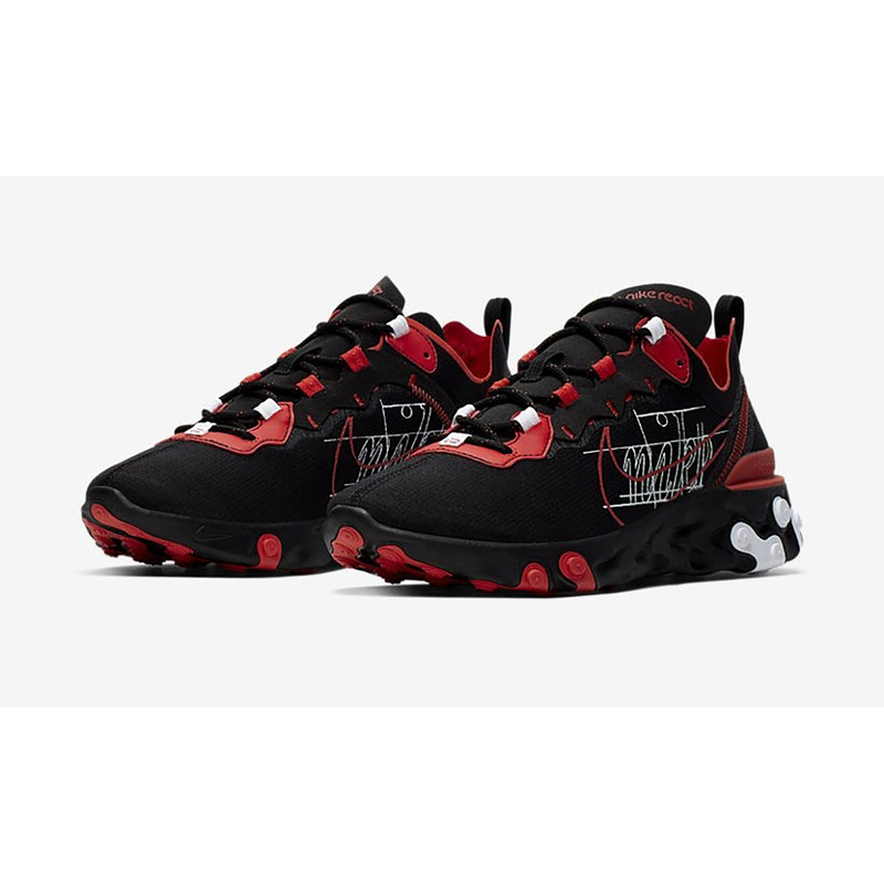 ナイキ リアクト エレメント55 スクリプト スウッシュ パック ブラック ハバネロレッド NIKE REACT ELEMENT55 Script Swoosh Pack