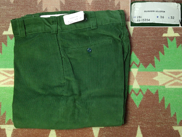 Dead-Stock 70s Green Corduroy Trousers / 70年代 グリーン コーデュロイ パンツ TALON トラウザーズ ビンテージ ヴィンテージ 60s80s