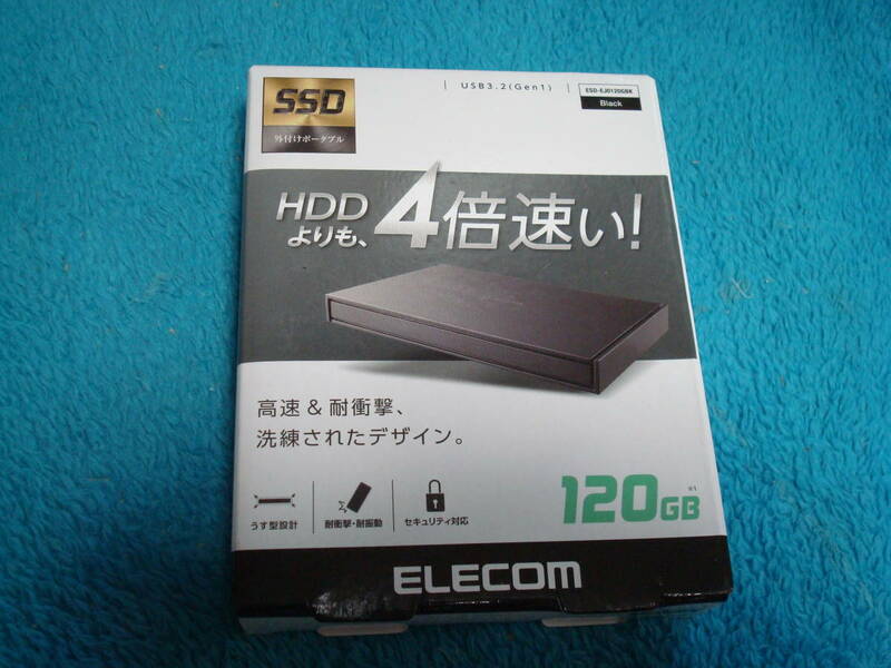 ELECOM USB3.2接続 ポータブルSSDドライブ 120GB ESD-EJ0120GBK 送料無料