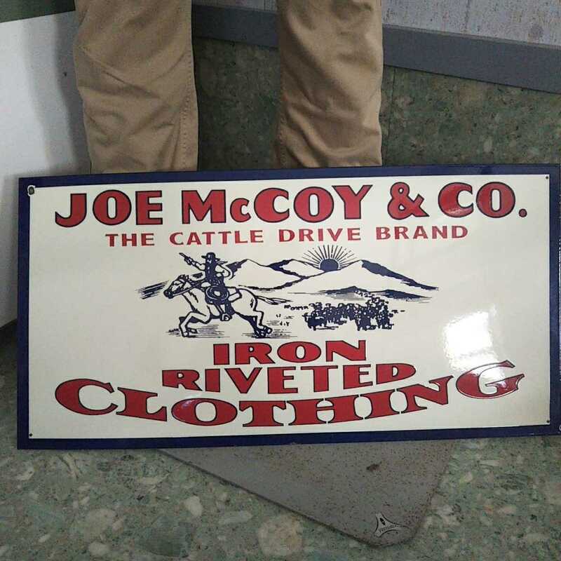 ９０s ジョーマッコイ　JOE McCOY&CO ショップ用　ビッグサイズ　70cmx35cm メタルサインプレート　看板　ザ・リアルマッコイズ
