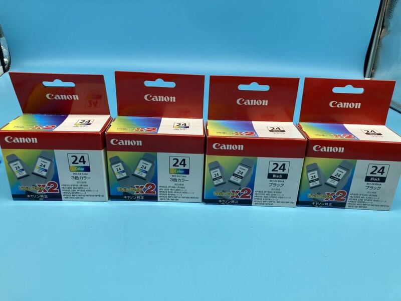 【A22750063】未開封 Canon BCI-24 純正インクタンク ブラック×4 3色カラー×4 計8個セット ジャンク品（推奨取付期限切れの為）キャノン