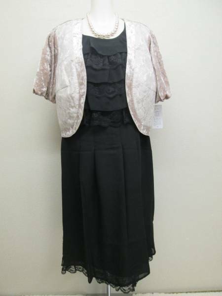 B214新品♪34号ベロアボレロ×シフォンワンピドレストールサイズ