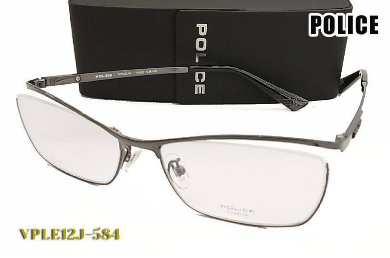 POLICE ポリス 日本製 メガネ フレーム VPLE12J-584 正規品 VPLE12J 0584 チタン 眼鏡 伊達眼鏡仕様 UVカットレンズ付き