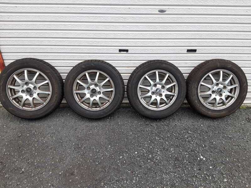 良品　スズキ　ワゴンR取り外し他 タイヤ/アルミホイール付き　155/65R13 4本セット　軽自動車