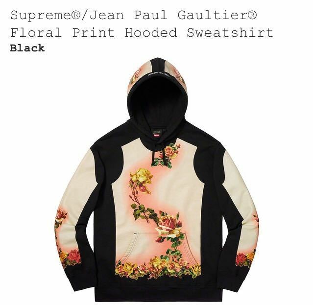 Supreme Jean Paul Gaultier Floral Print Hooded Sweatshirt M Black 19SS 新品 正規品 ゴルチエ シュプリーム 黒