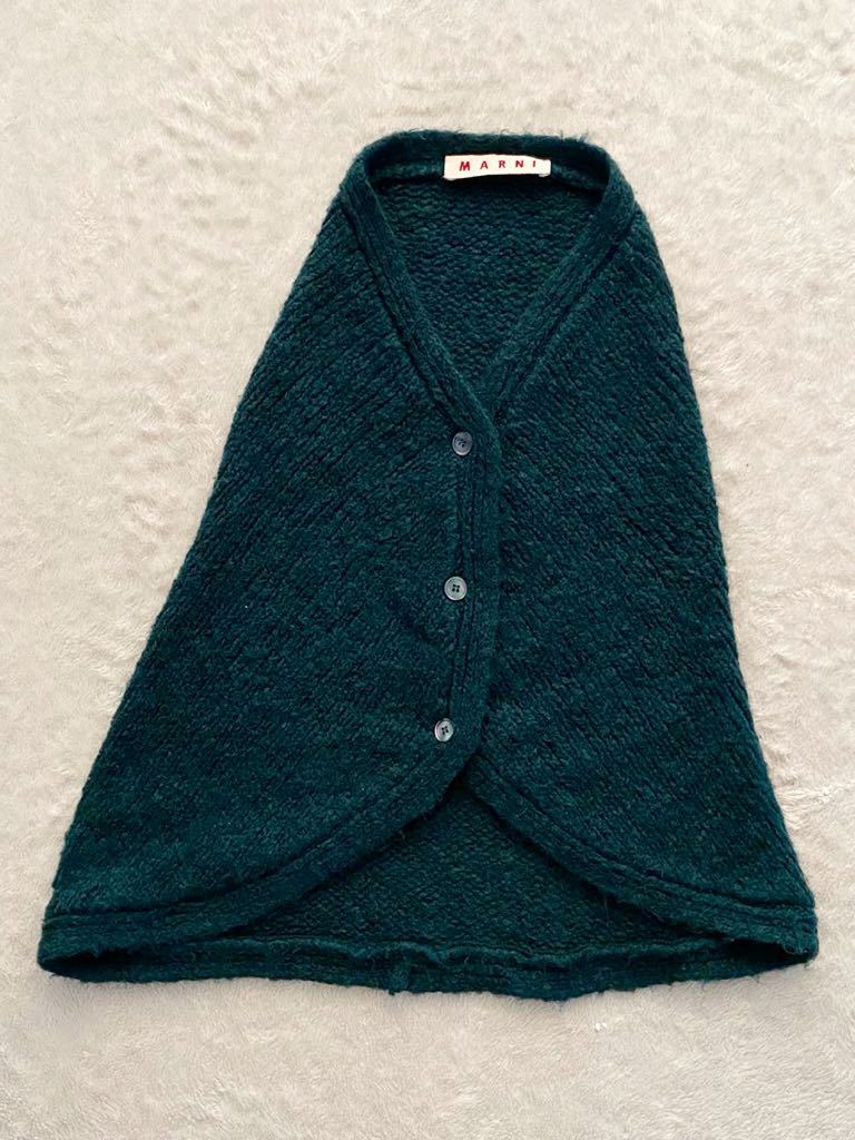 MARNI イタリア製ニットケープ size38 カーディガン ポンチョ ショール マルニ セーター 秋冬 深緑 グリーン