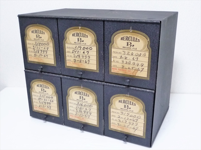 40’ｓ ビンテージ HERCULES R キャビネット 黒 6扉 ファイリング付き インダストリアル USA 家具 ケース 棚 スチール製 小物入れ 収納に