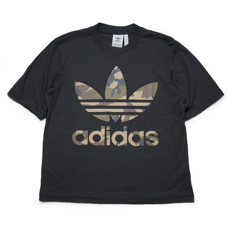 新品 アディダス 迷彩 トレフォイル Tシャツ S チャコールグレー adidas camo ロゴ カモ