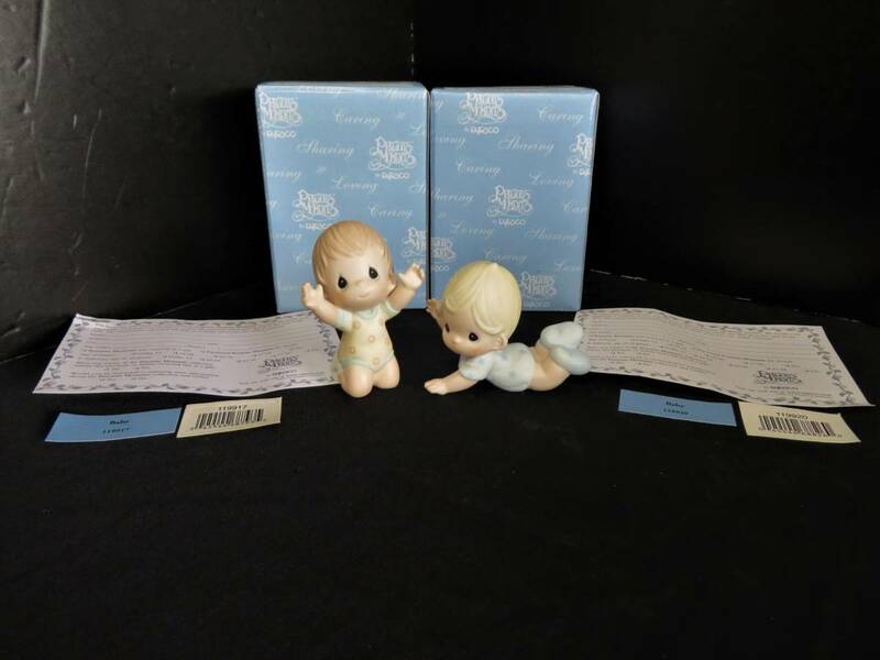 R419【新品・デッドストック】2点まとめ売り★ プレシャスモーメント エネスコ 陶器人形 アンティークドール Baby 赤ちゃん