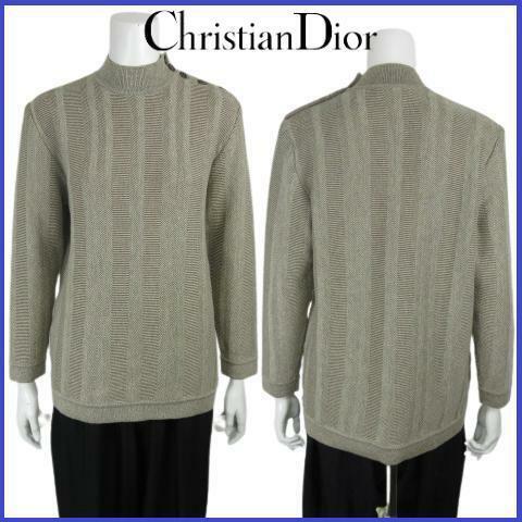 90's ヴィンテージ クリスチャンディオール ニットセーター ショルダーボタン モックネック Christian Dior ビンテージ ヘリンボーン