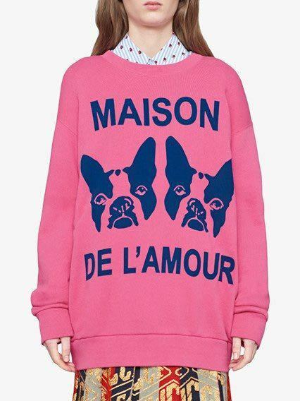 GUCCI☆グッチ☆2020FWコレクションモデル!! Maison De L'amour Dog Print バックビジュー スウェット!!クリーニング済み！美品