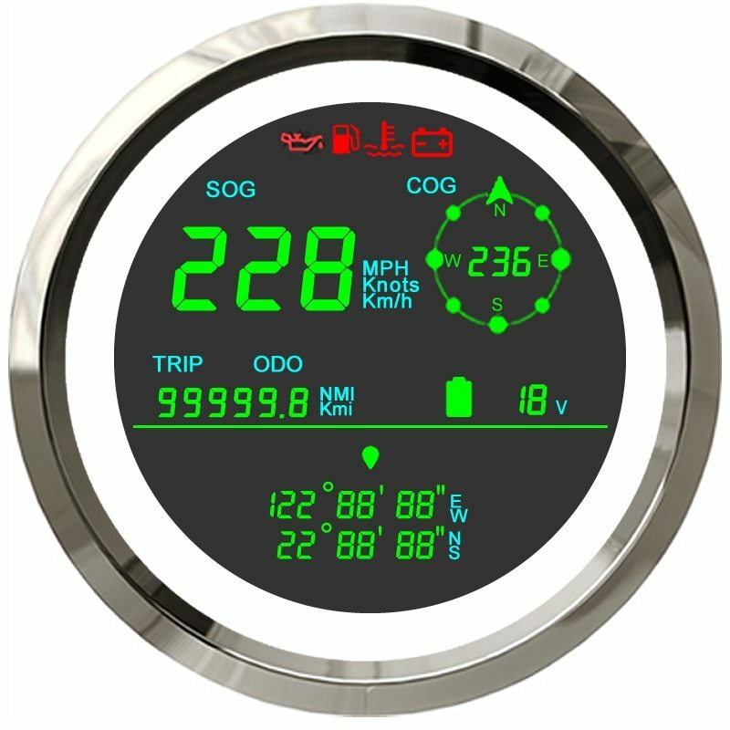 0-2021/HデジタルLCDスピードメーター,GPS,走行距離計,燃料レベル,電圧計,ボート,船舶,バイク,車 , 299