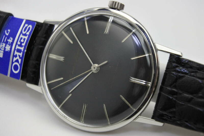 ☆1960年製 SEIKO／セイコーLINER薄型モデルRef.J14069　 Cal.3140　２３石　黒文字盤　手巻紳士腕時計　純正SEIKOベルト　