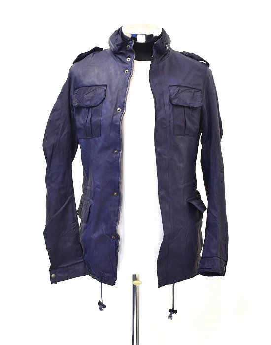 sisii （シシ）M-65 Leather Jacket ミリタリー レザージャケット ブルゾン ARMY アーミー PURPLE M MADE IN JAPAN