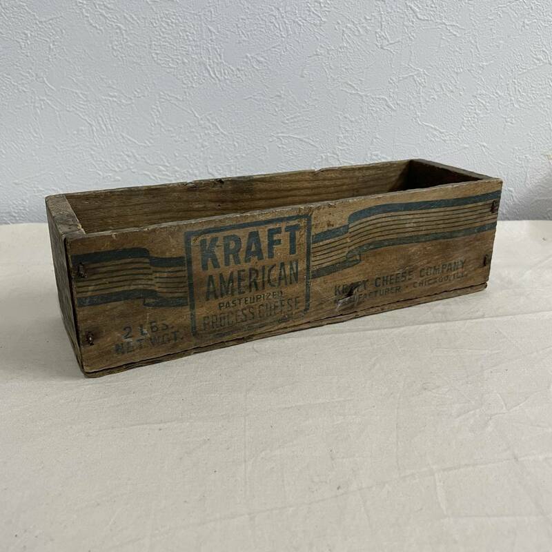 ビンテージ　KRAFT CHEESE COMPANY　チーズボックス　木箱　木製　小物入れ　インテリア　アンティーク　USA雑貨　211129