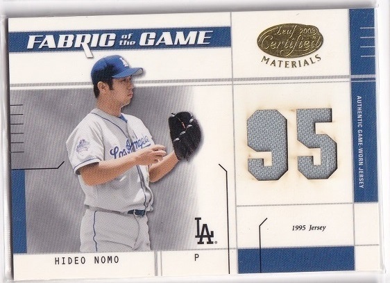 【ジャージカード】2003 Leaf Certified MATERIALS FABRIC of the GAME #FG-42 Hideo Nomo 野茂英雄 10/95