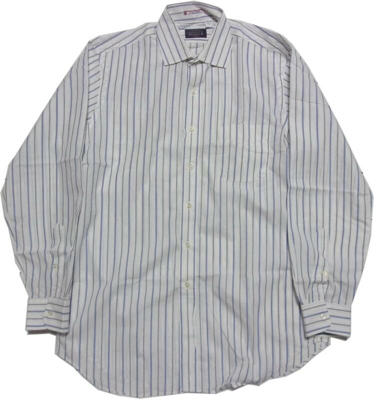 アメリカ製 ケネスゴードン 長袖 ワイドスプレッドカラー ストライプ ブルー ドレスシャツ 15-1/2 kenneth gordon made in USA 米国製 