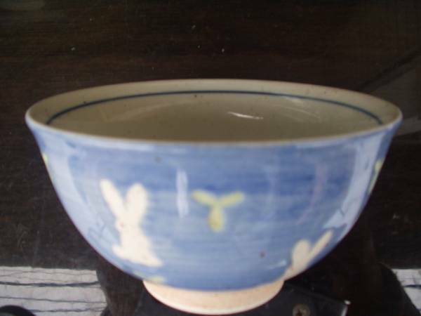 有田・波佐見・毎日、三度、楽しいお茶碗・そば柄うさぎ青１個