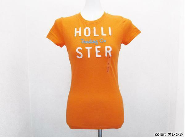 Hollister ロゴ貼付け半袖Tシャツ 橙色オレンジ レディースXS / USホリスターTee女性